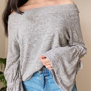 Express off shoulder grey sweater